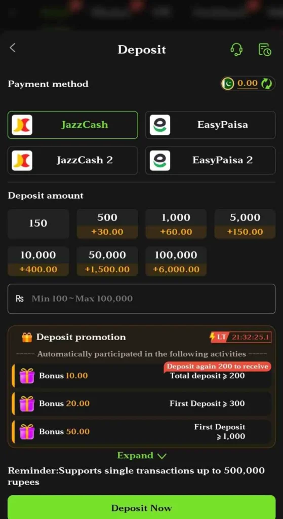 10WIN Game deposit dashboard
